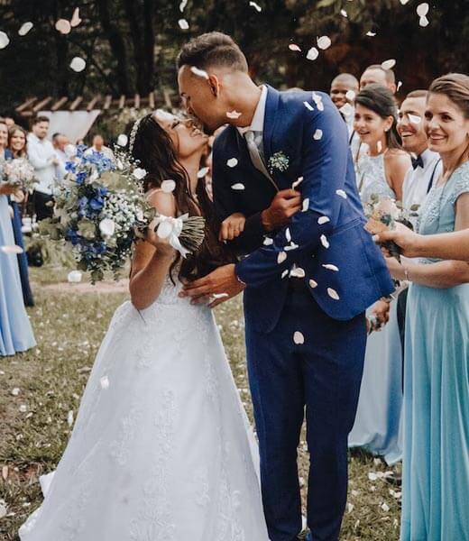 A couple celebrating their wedding day